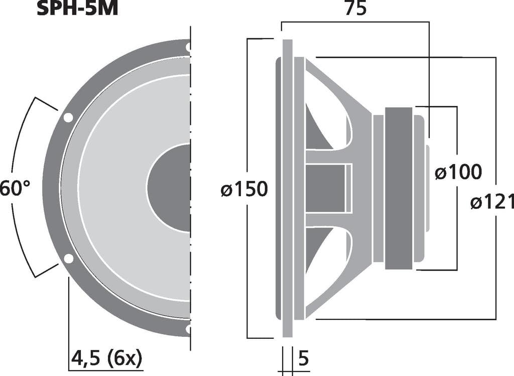 Monacor SPH-5M 5 inch 8 ohm loudspeaker driver view 2