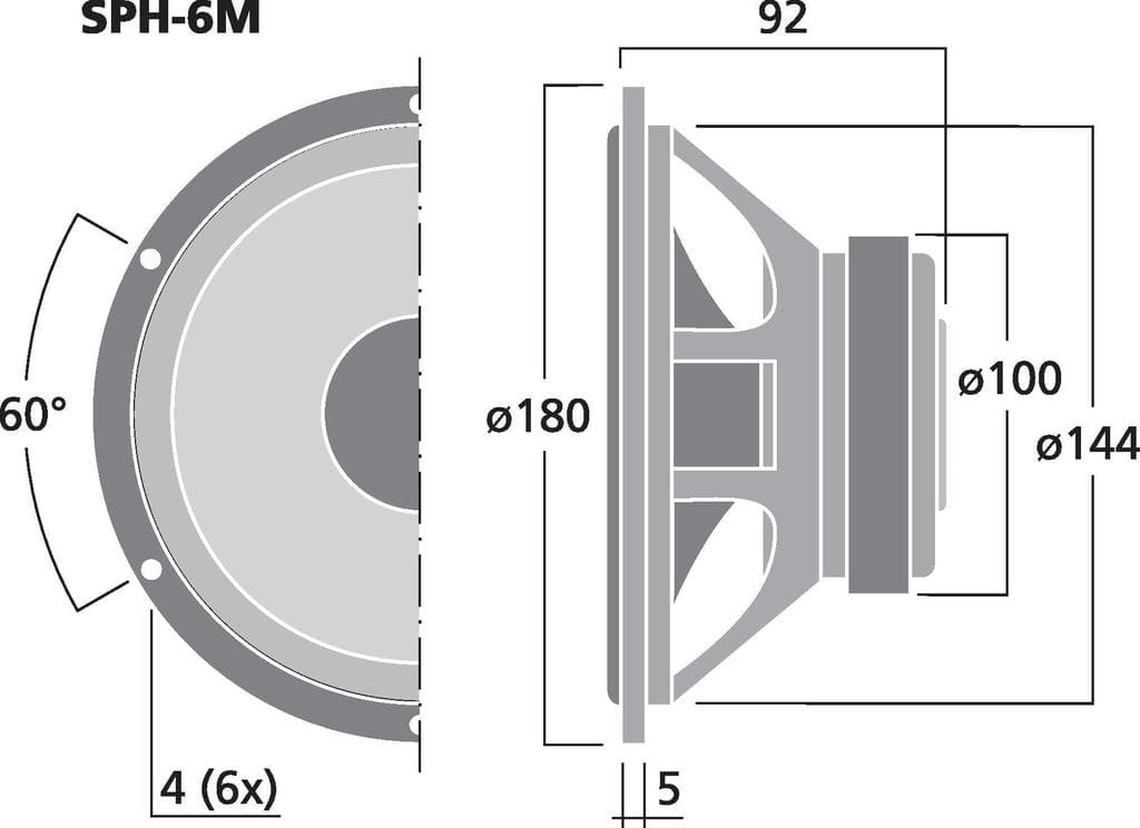 Monacor SPH-6M 6.5 inch 8 ohm loudspeaker driver view 2