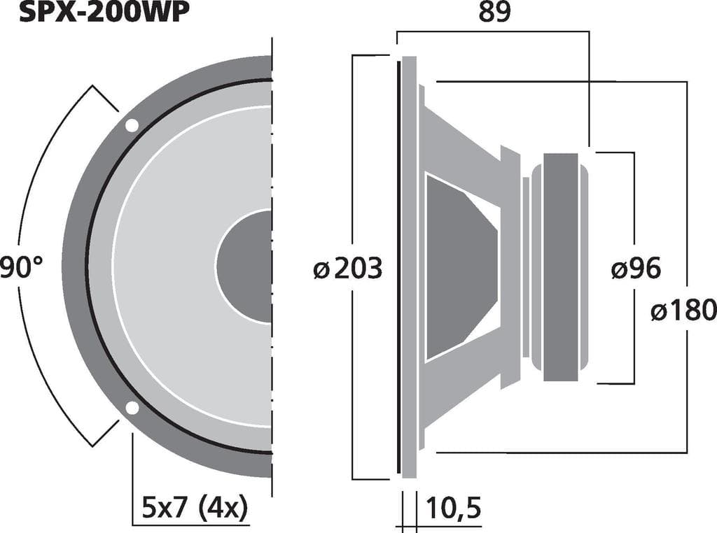 Monacor SPX-200WP 8 inch 8 ohm loudspeaker driver view 3