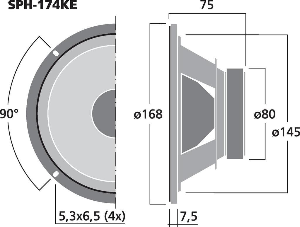 Monacor SPH-174KE 6.5 inch 8 ohm loudspeaker driver view 2