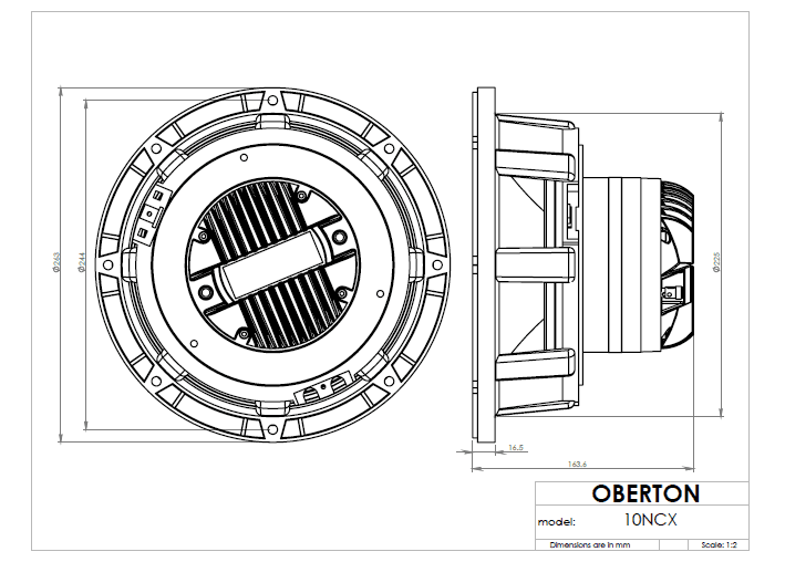 Oberton 10NCX 10 inch 8 ohm loudspeaker driver view 3