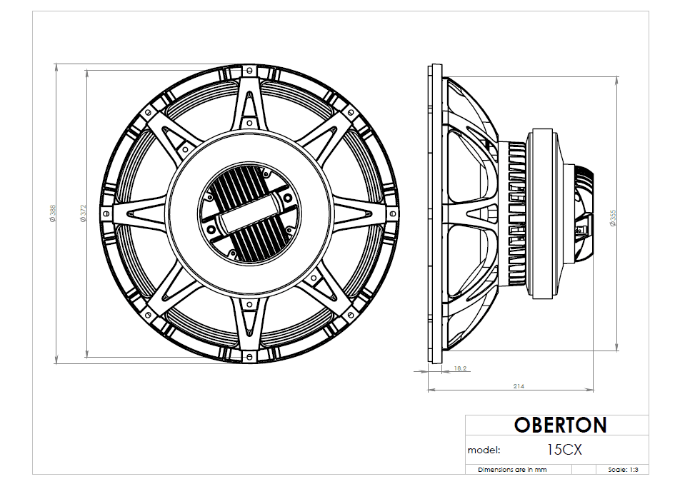 Oberton 15CX 15 inch 8 ohm loudspeaker driver view 3