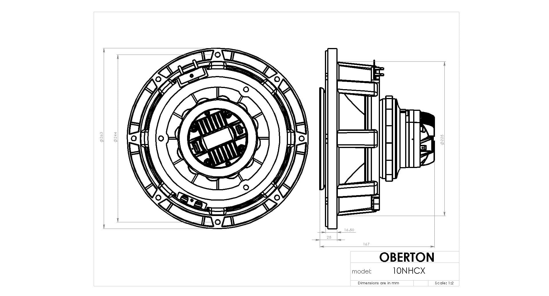 Oberton 10NHCX 10 inch 8 ohm loudspeaker driver view 3