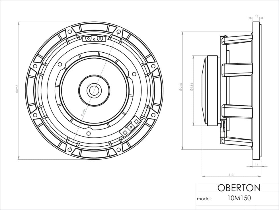 Oberton 10M150 10 inch 8 ohm loudspeaker driver view 3