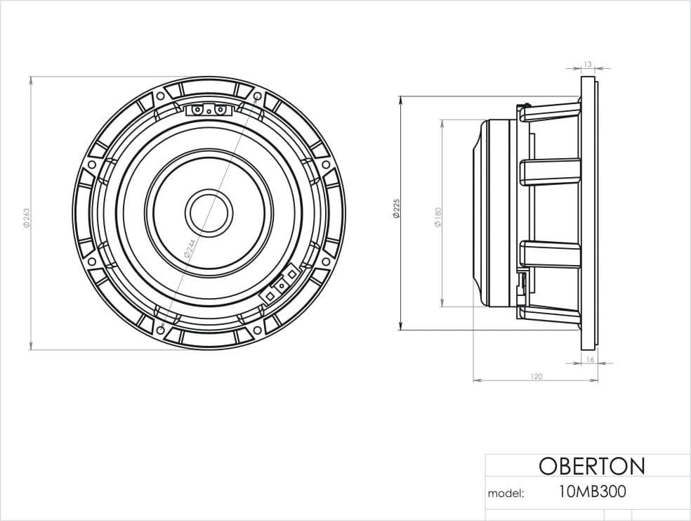 Oberton 10MB300 10 inch 8 ohm loudspeaker driver view 3