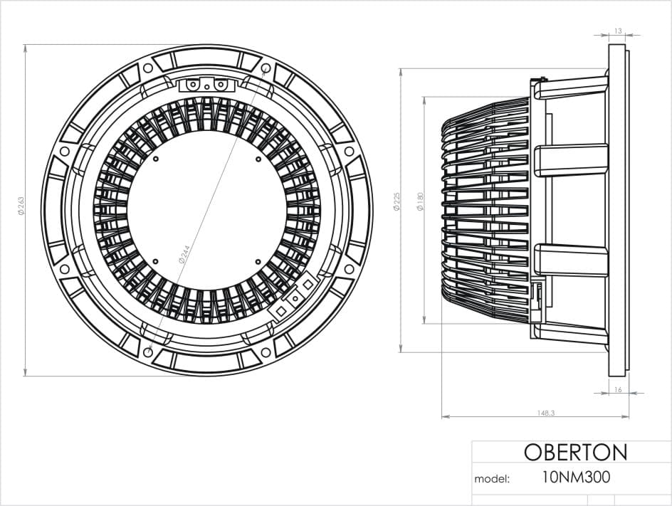 Oberton 10NM300 10 inch 8 ohm loudspeaker driver view 3