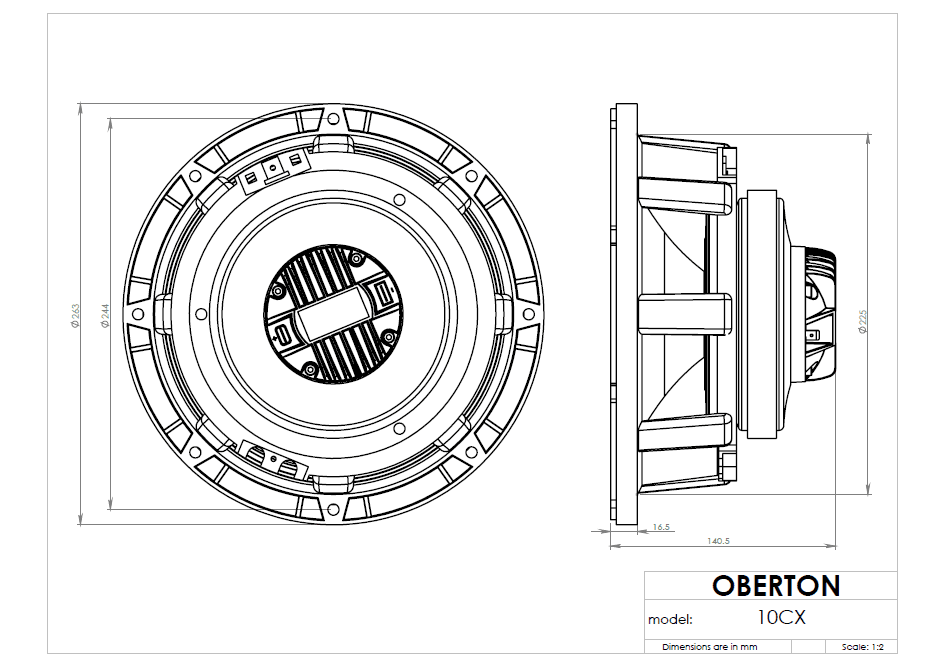 Oberton 10CX 10 inch 8 ohm loudspeaker driver view 3