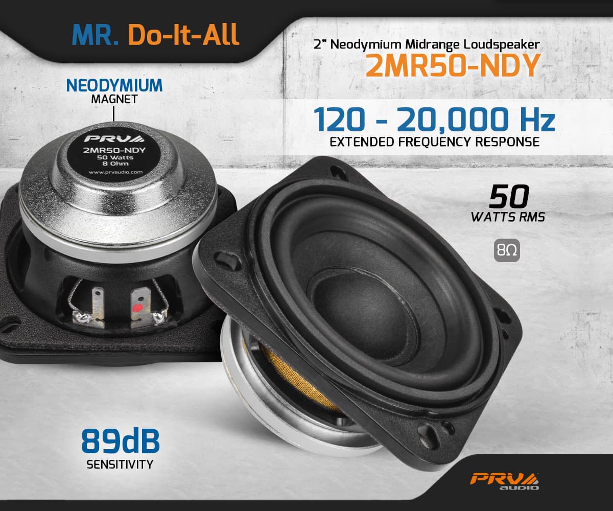 PRV Audio 2MR50-NDY 2.5 inch 8 ohm loudspeaker driver view 3