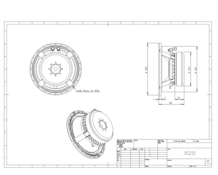 BMS 8S215 8 inch 8 ohm loudspeaker driver view 3