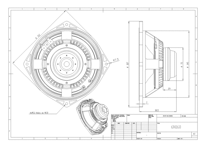 BMS 6N160 6.5 inch 16 ohm loudspeaker driver view 4