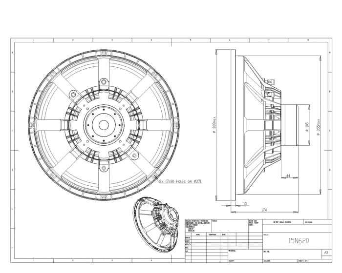 BMS 15N620 15 inch 8 ohm loudspeaker driver view 3