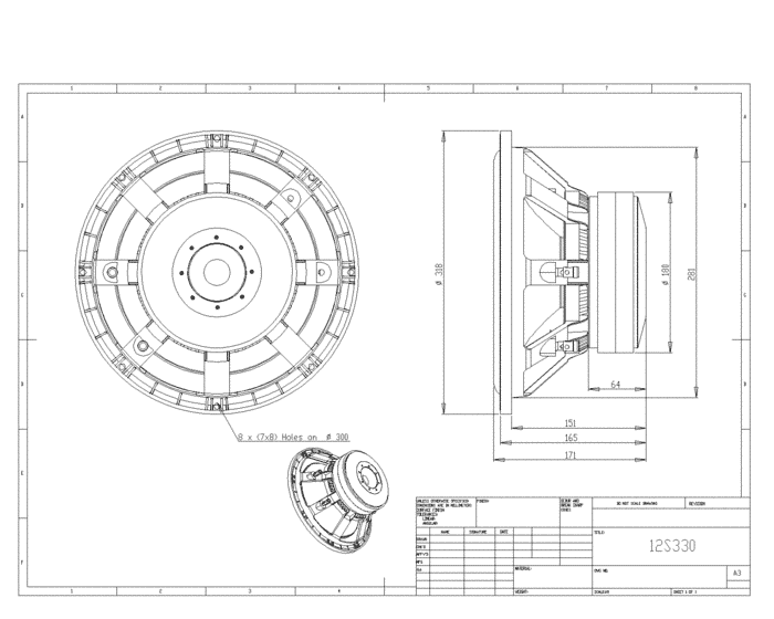 BMS 12S330 12 inch 8 ohm loudspeaker driver view 3
