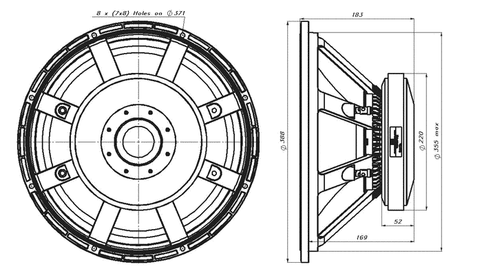 BMS 15S435 15 inch 8 ohm loudspeaker driver view 5
