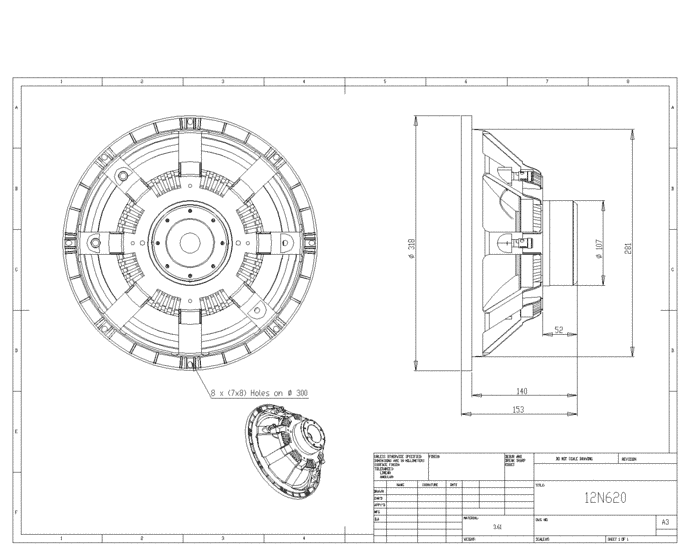 BMS 12N620 12 inch 8 ohm loudspeaker driver view 3