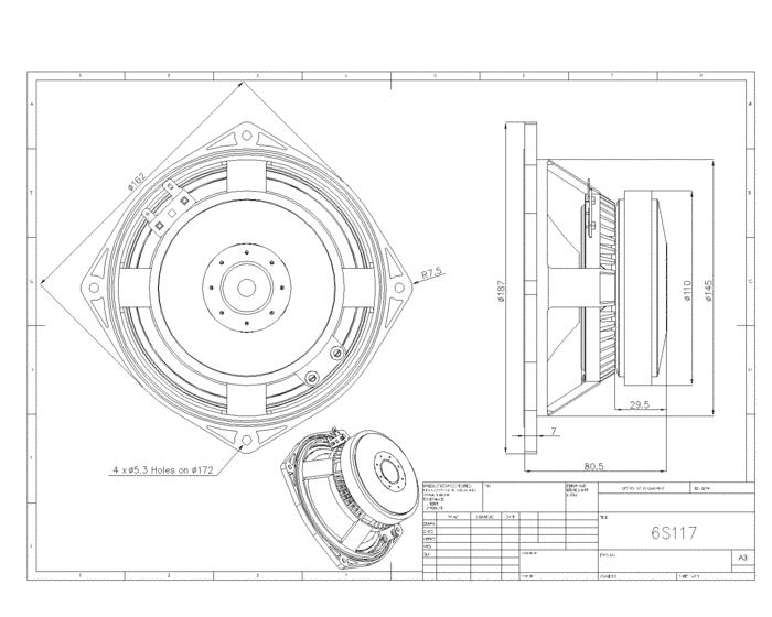 BMS 6S117 6.5 inch 16 ohm loudspeaker driver view 3