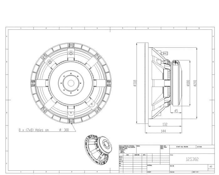BMS 12S302 12 inch 8 ohm loudspeaker driver view 3
