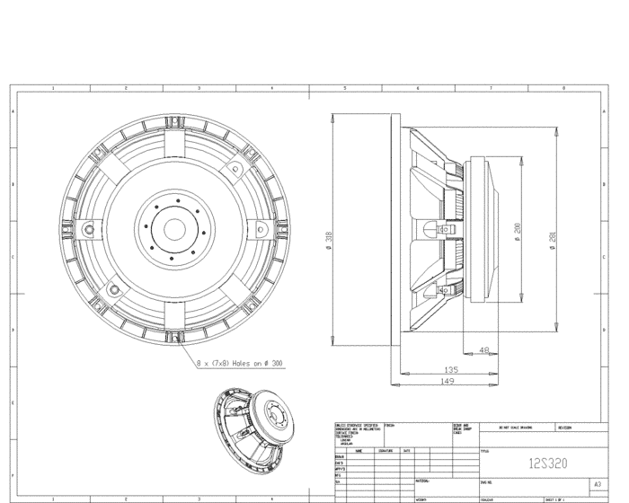 BMS 12S320 12 inch 8 ohm loudspeaker driver view 3