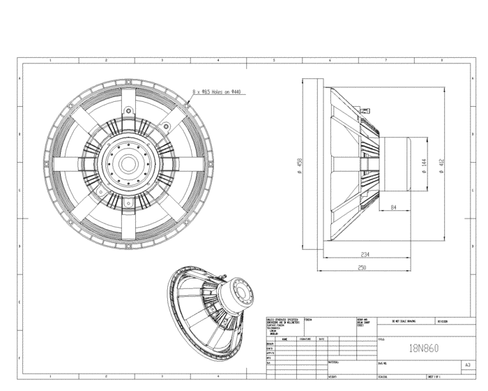 BMS 18N860 18 inch 8 ohm loudspeaker driver view 3