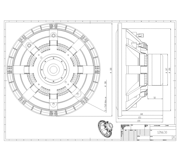 BMS 12N630 12 inch 8 ohm loudspeaker driver view 3