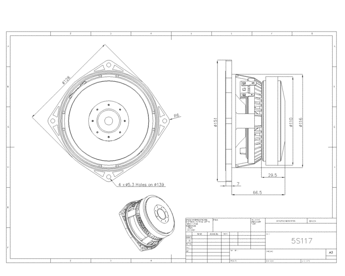 BMS 5S117 5 inch 16 ohm loudspeaker driver view 3