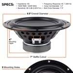Dayton Audio PCS8-4 8 inch 4 ohm loudspeaker driver view 6