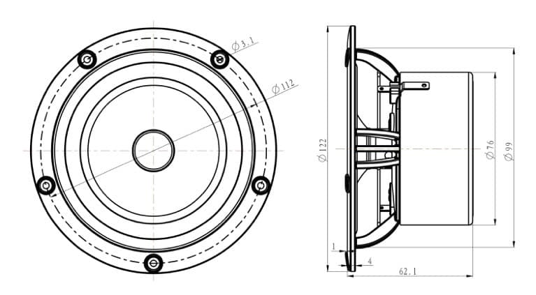 Markaudio Alpair 7 2.755905511811024 inch 8 ohm loudspeaker driver view 2