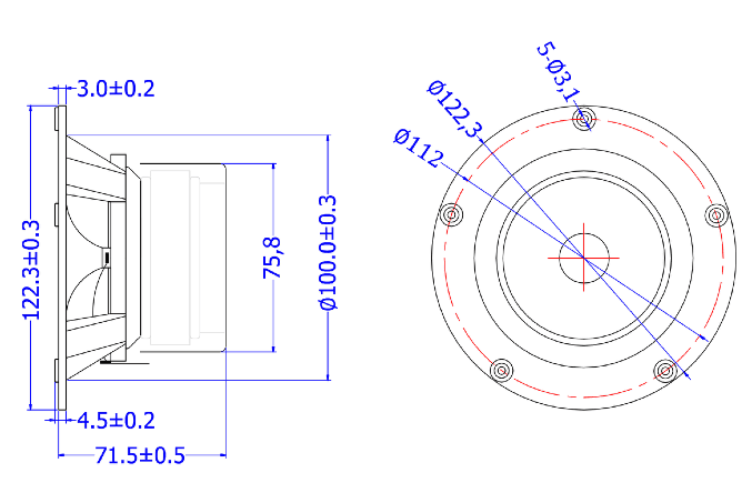 Markaudio PLUVIA 7 2.755905511811024 inch 4 ohm loudspeaker driver view 2