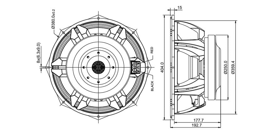 SB Audience NERO-15SW800 15 inch 1 ohm loudspeaker driver view 4