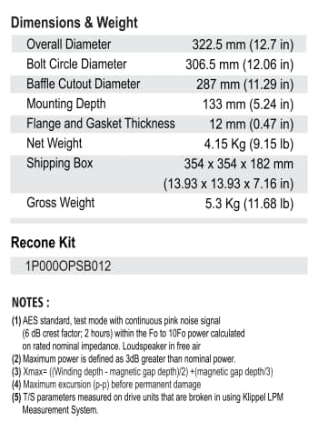 SB Audience NERO-12MWN400D 12 inch 8 ohm loudspeaker driver view 2