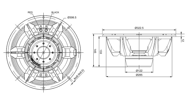 SB Audience NERO-12MWN400D 12 inch 8 ohm loudspeaker driver view 4