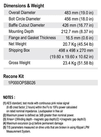 SB Audience NERO-18SW1100D 18 inch 5 ohm loudspeaker driver view 2
