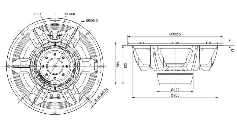 SB Audience NERO-12MWN700D 12 inch 8 ohm loudspeaker driver view 4