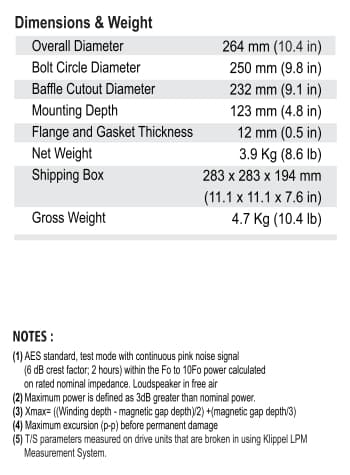 SB Audience NERO-10MWN600D 10 inch 8 ohm loudspeaker driver view 2