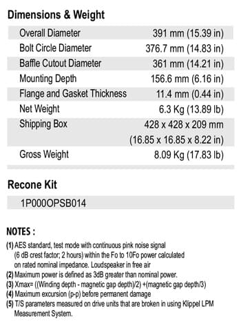 SB Audience BIANCO-15MW350 15 inch 8 ohm loudspeaker driver view 2