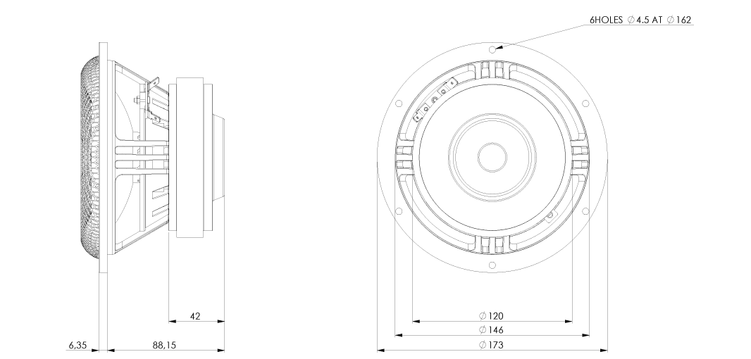 Accuton C173-6-191 7 inch 6 ohm loudspeaker driver view 2