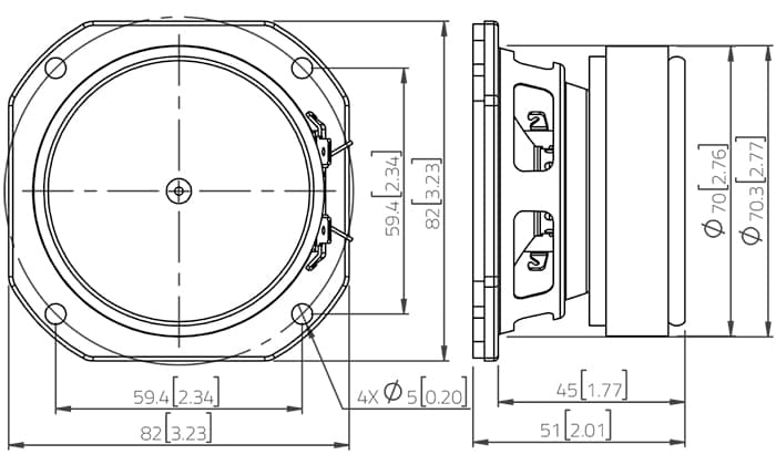 Lavoce WSF030.70 3 inch 8 ohm loudspeaker driver view 2