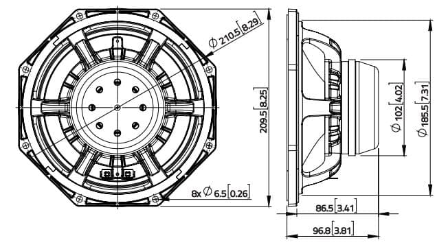 Lavoce WAN082.01 8 inch 8 ohm loudspeaker driver view 6