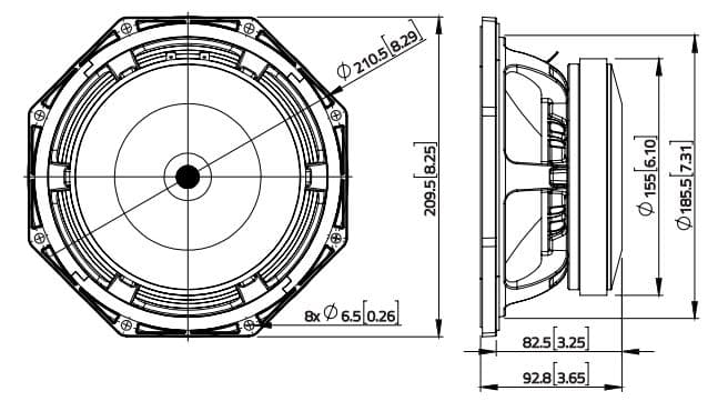 Lavoce MAF082.00 8 inch 8 ohm loudspeaker driver view 6