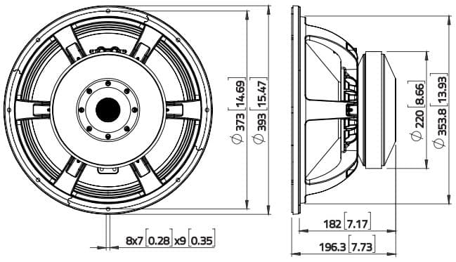Lavoce WAF154.00 15 inch 8 ohm loudspeaker driver view 3
