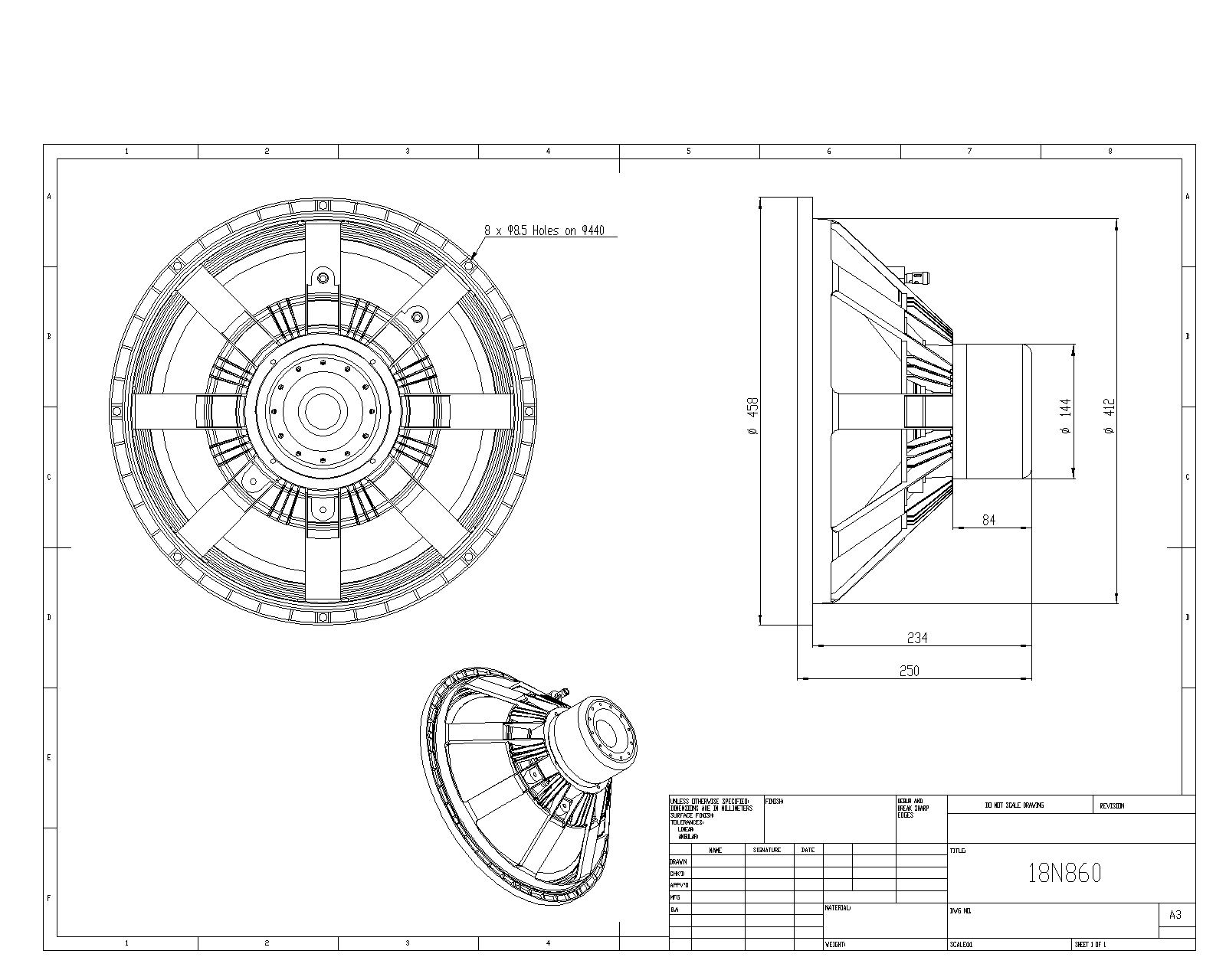 BMS 18N860 18 inch 8 ohm loudspeaker driver view 4