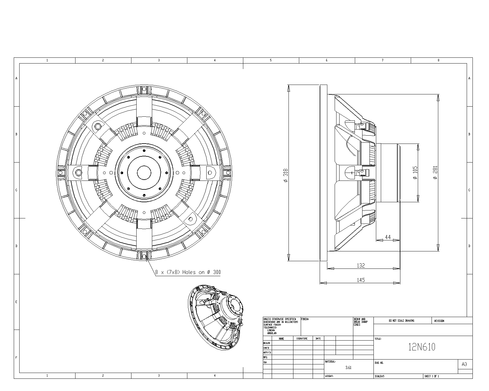 BMS 12N610 12 inch 8 ohm loudspeaker driver view 4