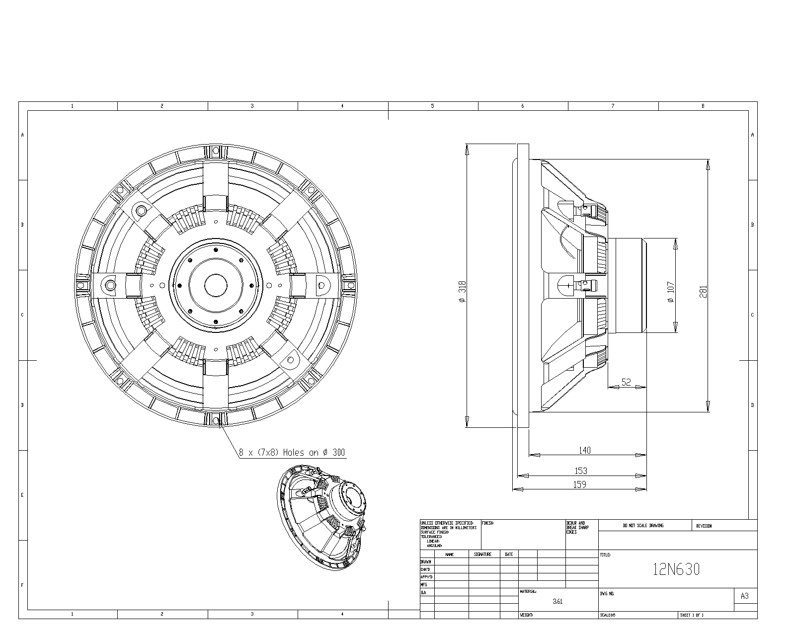 BMS 12N630 12 inch 8 ohm loudspeaker driver view 4