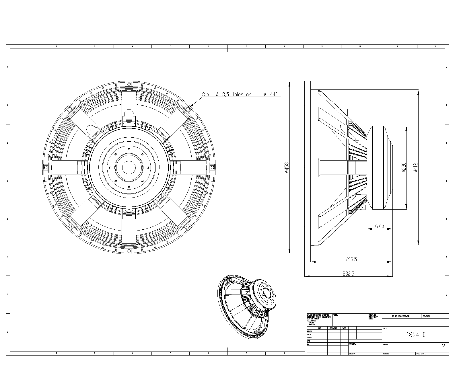 BMS 18S450 18 inch 8 ohm loudspeaker driver view 4