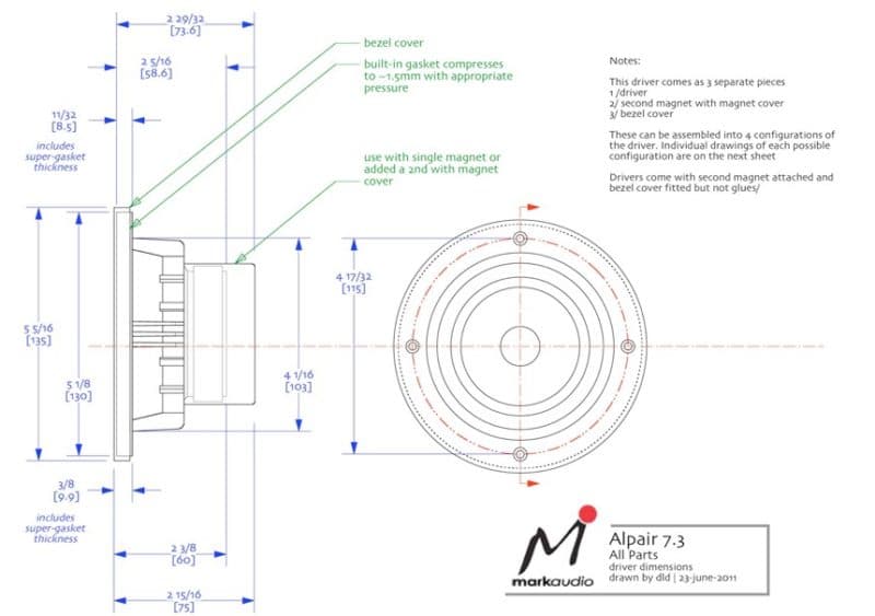 Markaudio Alpair 7 0 inch 5.4 ohm loudspeaker driver view 2