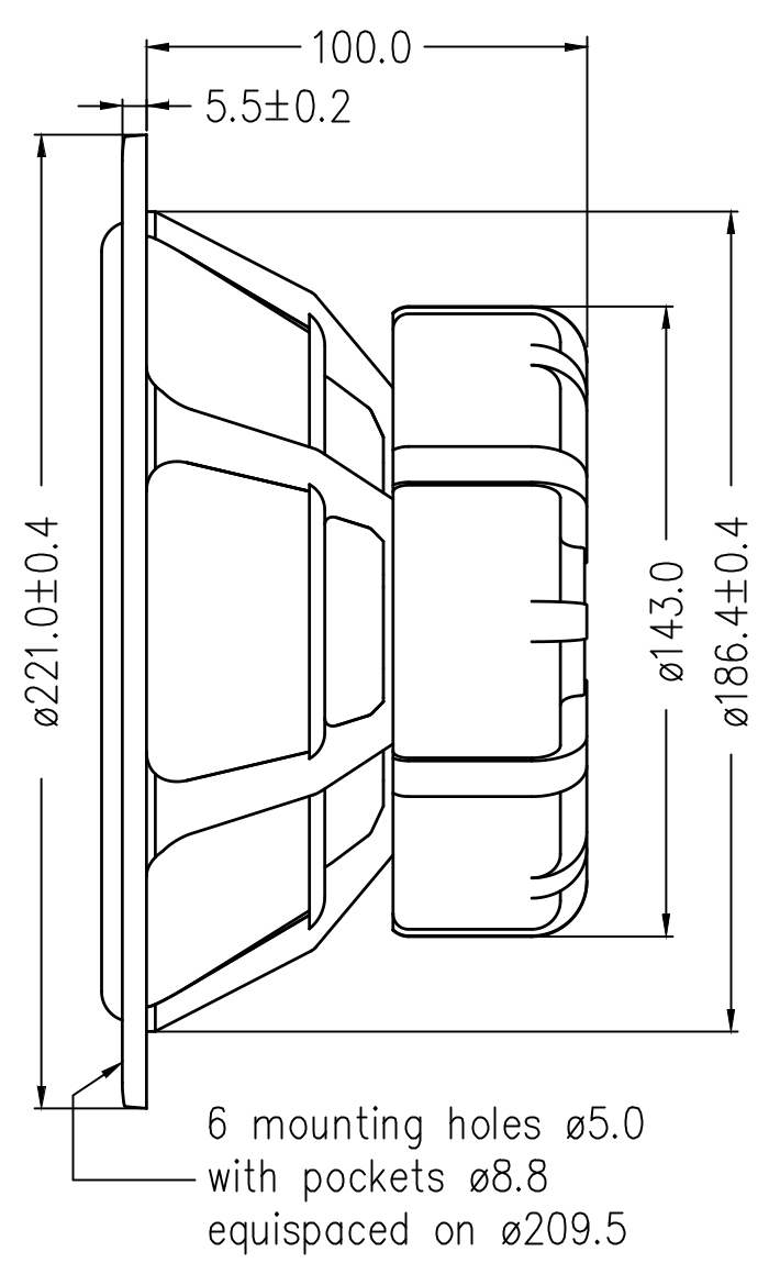 SEAS E0045-08S W22NY001 15 inch 8 ohm loudspeaker driver view 4