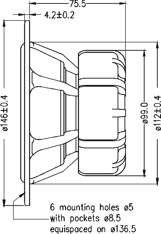 SEAS E0015-08S W15CY001 15 inch 8 ohm loudspeaker driver view 4