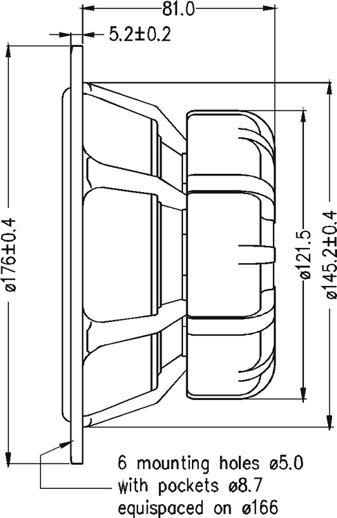 SEAS E0017-08S W18EX001 7 inch 8 ohm loudspeaker driver view 4