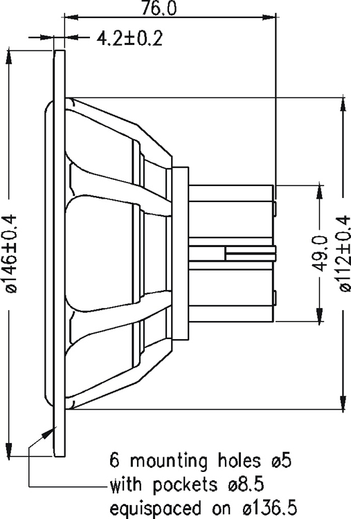 SEAS E0043-06S M15CH002 5 inch 6 ohm loudspeaker driver view 4
