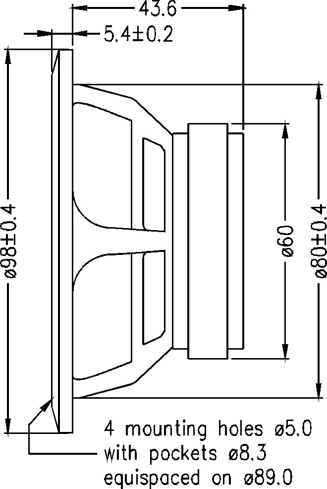 SEAS H1600-04 FU10RB 4 inch 4 ohm loudspeaker driver view 3