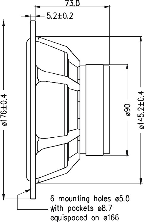 SEAS H1217-08 CA18RLY 6.5 inch 8 ohm loudspeaker driver view 3